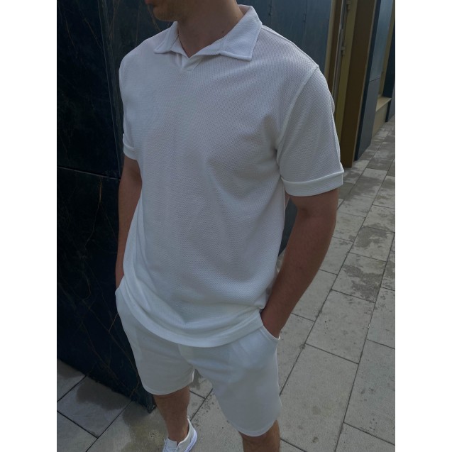 Костюм белый текстурный №2 (футболка+шорты) SPRUCE